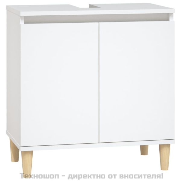 Комплект мебели за баня от 3 части, бял, инженерно дърво