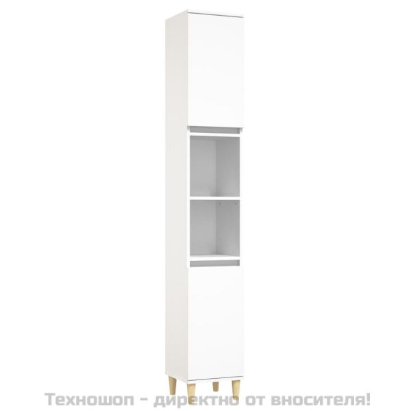 Комплект мебели за баня от 3 части, бял, инженерно дърво