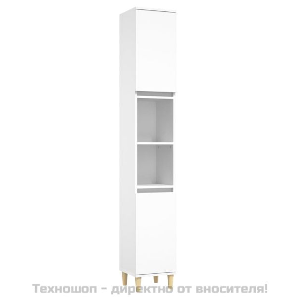 Комплект мебели за баня от 3 части, бял, инженерно дърво