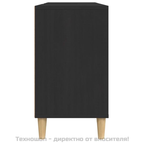 Шкаф за мивка, черен, 80x33x60 см, инженерно дърво