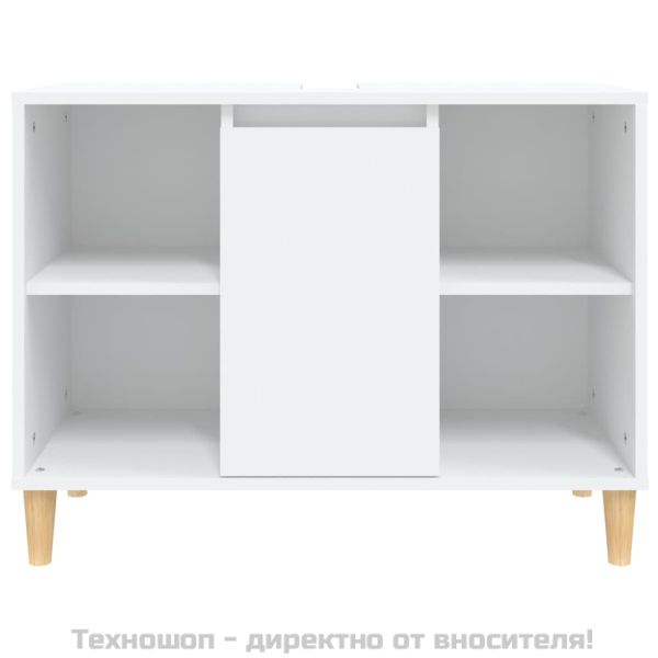 Шкаф за мивка, бял, 80x33x60 см, инженерно дърво
