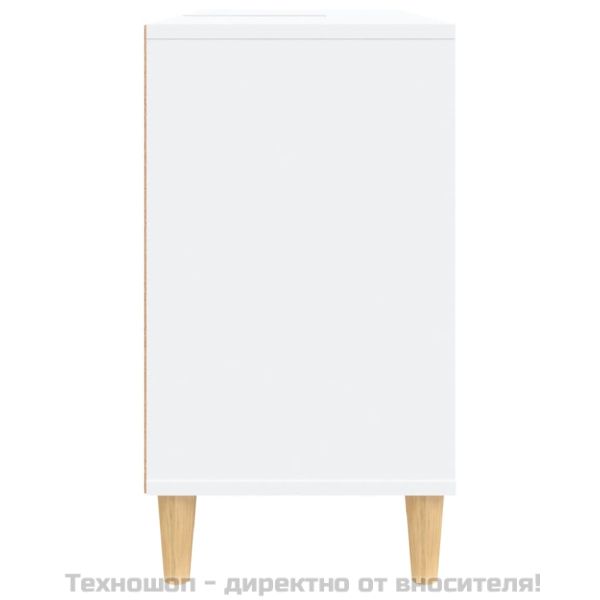 Шкаф за мивка, бял, 80x33x60 см, инженерно дърво