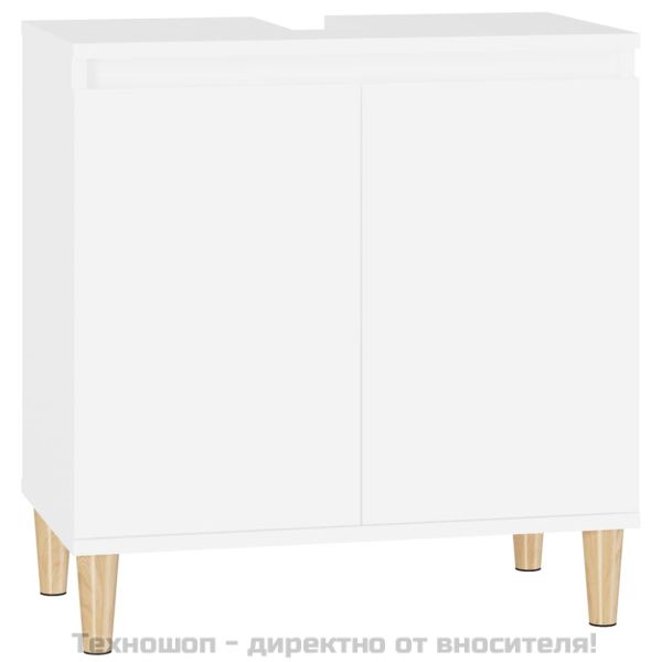 Шкаф за мивка, бял, 58x33x60 см, инженерно дърво