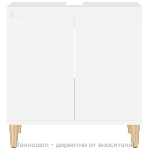 Шкаф за мивка, бял, 58x33x60 см, инженерно дърво