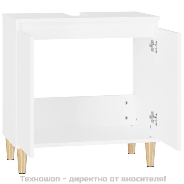 Шкаф за мивка, бял, 58x33x60 см, инженерно дърво