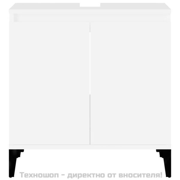 Шкаф за мивка, бял, 58x33x60 см, инженерно дърво