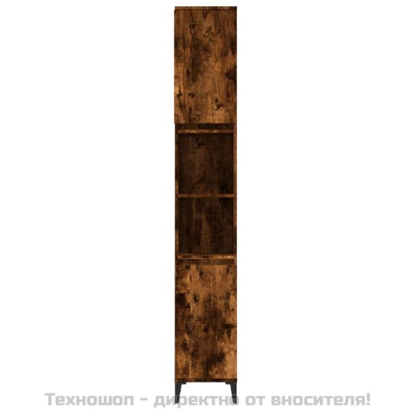 Шкаф за баня, опушен дъб, 30x30x190 см, инженерно дърво