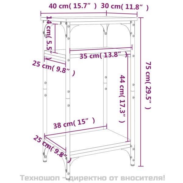 Странична маса, черна, 40x30x75 см, инженерно дърво