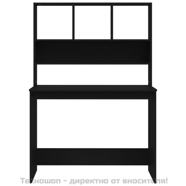 Бюро с рафтове, черно, 102x45x148 см, инженерно дърво