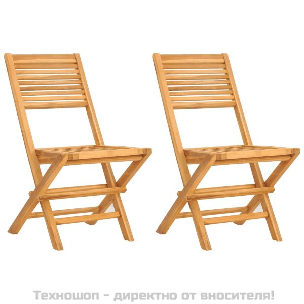 Сгъваеми градински столове, 2 бр, 47x62x90 см, тик масив