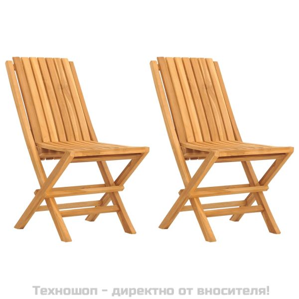 Сгъваеми градински столове, 2 бр, 47x47x89 см, тик масив