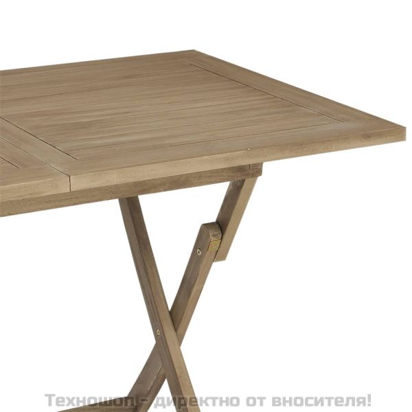 Сгъваема градинска маса, сива, 120x70x75 см, тиково дърво масив