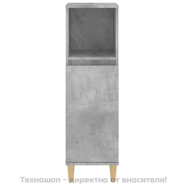 Шкаф за баня, бетонно сив, 30x30x100 см, инженерно дърво
