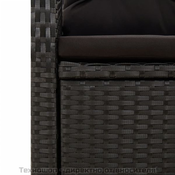 Градински трапезен комплект 7 части възглавници черен полиратан