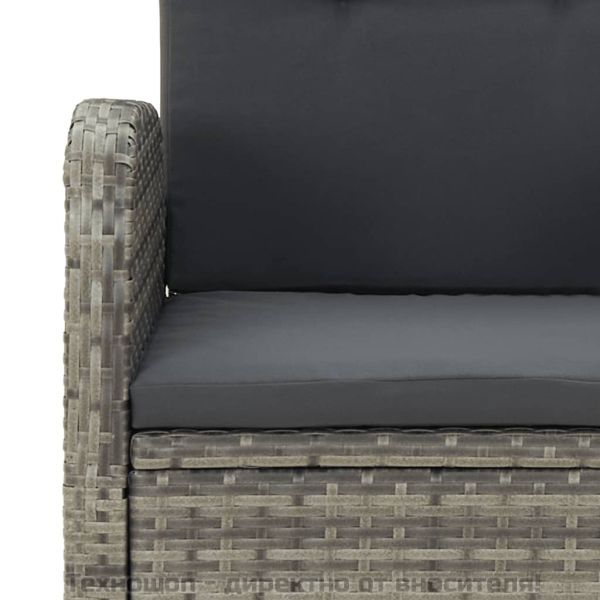 Градински трапезен комплект 5 части с възглавници сив полиратан