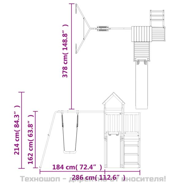 Комбинирано детско съоръжение за игра, импрегниран бор