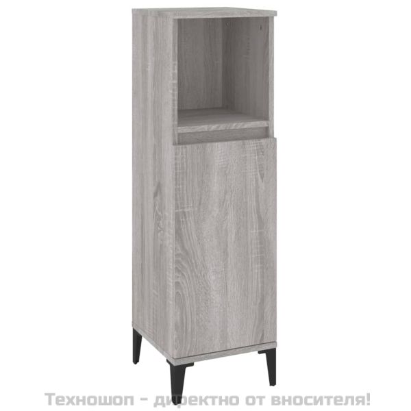 Комплект мебели за баня от 3 части сив сонома инженерно дърво