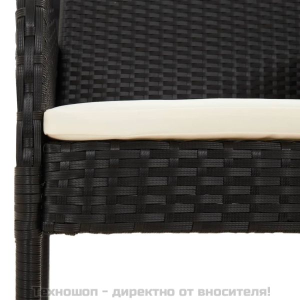 Градински трапезен комплект възглавници 5 части черен полиратан