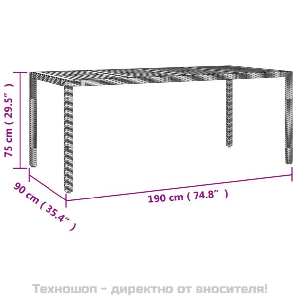 Градински трапезен комплект 9 части с възглавници сив полиратан