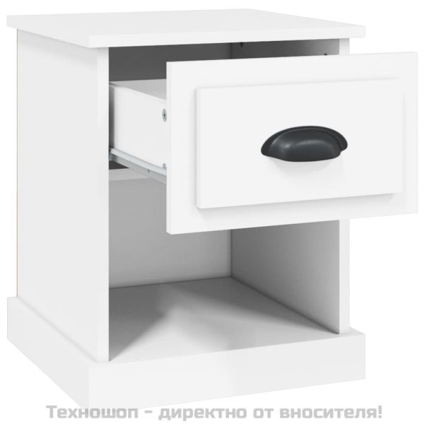 Нощни шкафчета, 2 бр, бели, 39x39x47,5 см, инженерно дърво