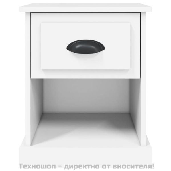 Нощни шкафчета, 2 бр, бели, 39x39x47,5 см, инженерно дърво