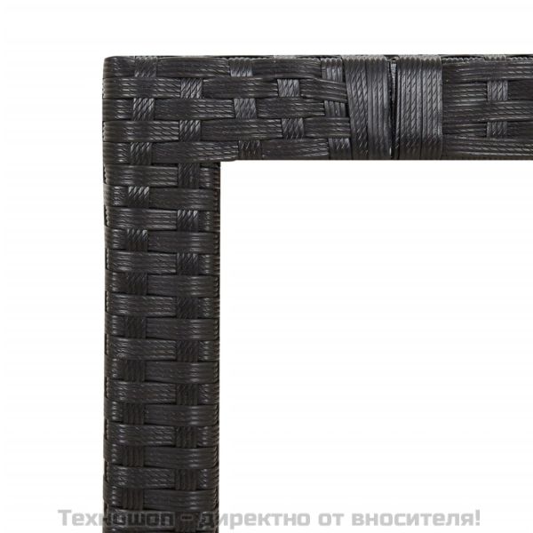 Градински трапезен комплект 7 части възглавници черен полиратан