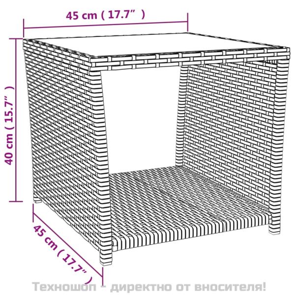 Градински лаундж комплект от 3 части черен полиратан и стомана