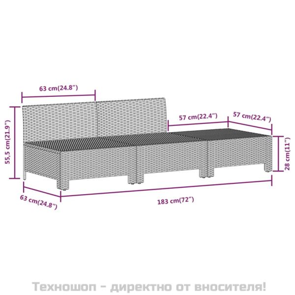 Градински лаундж комплект с възглавници 7 части полиратан сив
