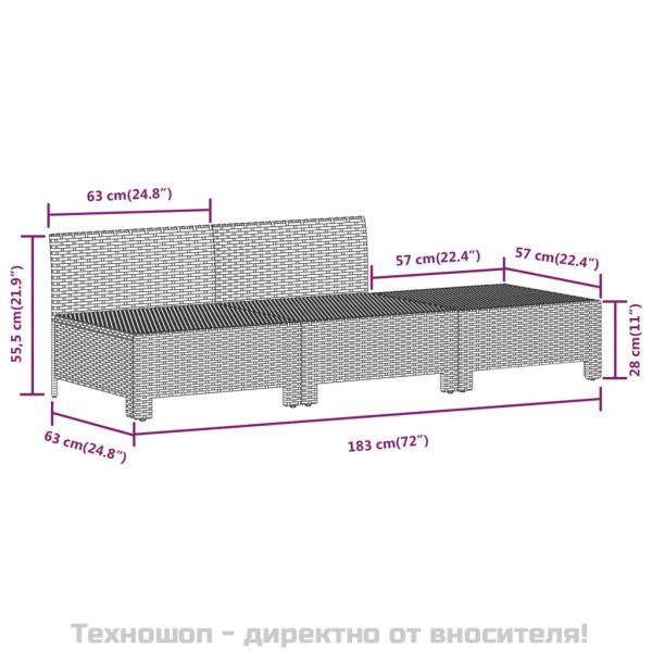 Градински лаундж комплект с възглавници 7 части полиратан сив