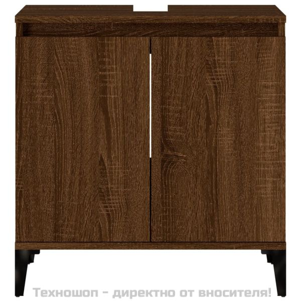 Шкаф за мивка, кафяв дъб, 58x33x60 см, инженерно дърво