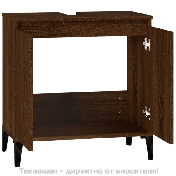 Шкаф за мивка, кафяв дъб, 58x33x60 см, инженерно дърво