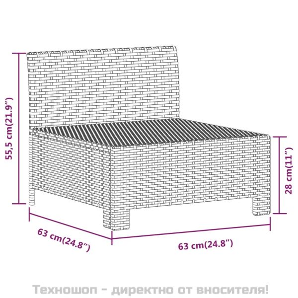 Градински лаундж комплект с възглавници 9 части сив полиратан
