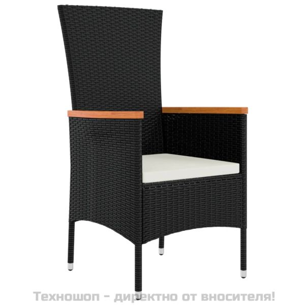 Градински трапезен комплект възглавници 5 части черен полиратан