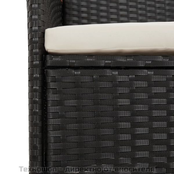 Градински трапезен комплект възглавници 5 части черен полиратан