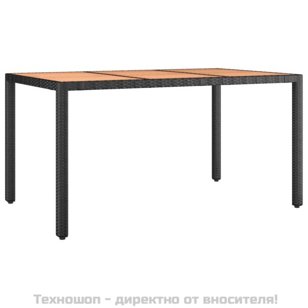 Градински трапезен комплект 7 части възглавници черен полиратан