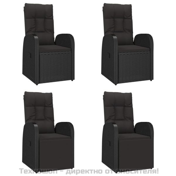 Градински трапезен комплект възглавници 5 части черен полиратан