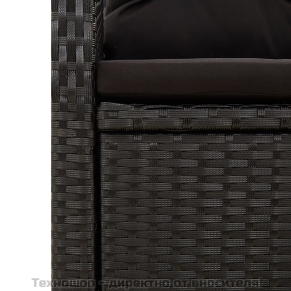 Градински трапезен комплект възглавници 5 части черен полиратан