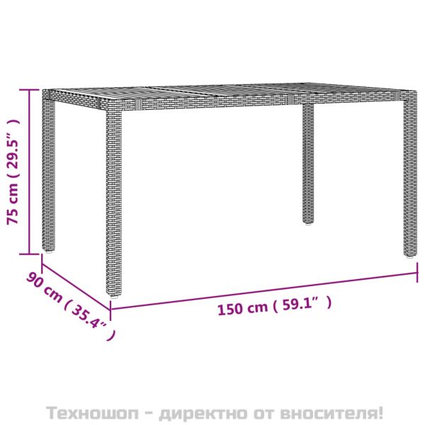 Градински трапезен комплект възглавници 5 части черен полиратан
