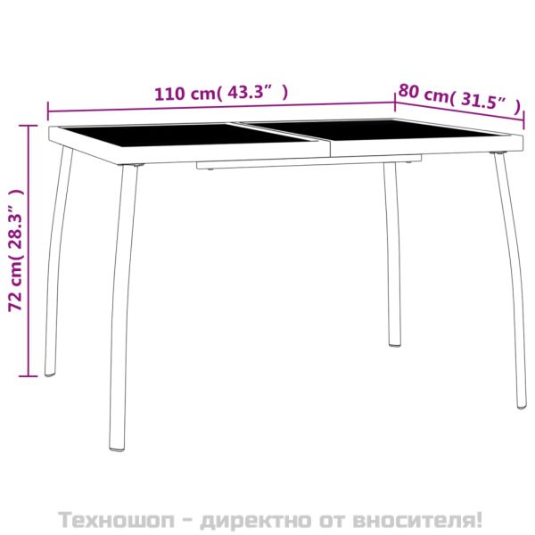Градински трапезен комплект от 3 части, антрацит, стомана