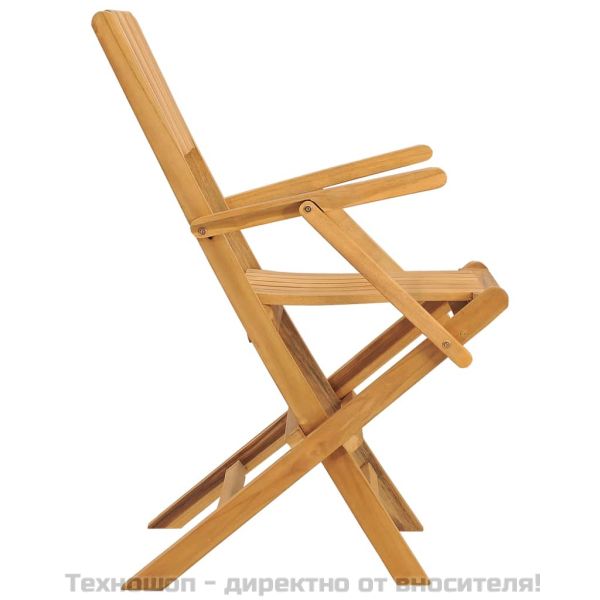 Сгъваеми градински столове, 2 бр, 55x61x90 см, тик масив