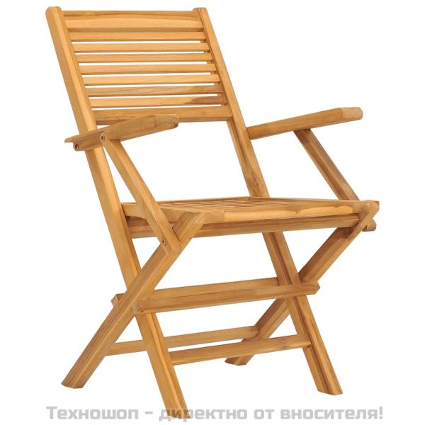 Сгъваеми градински столове, 2 бр, 55x62x90 см, тик масив