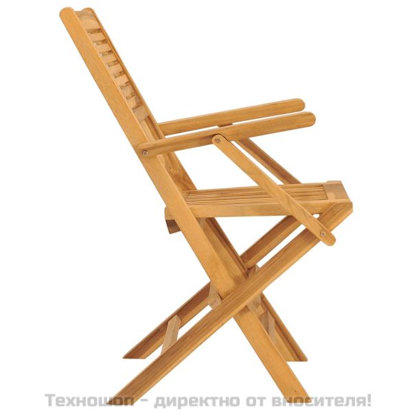 Сгъваеми градински столове, 2 бр, 55x62x90 см, тик масив