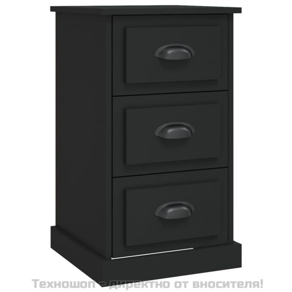 Нощно шкафче, черно, 39x39x67 см, инженерно дърво