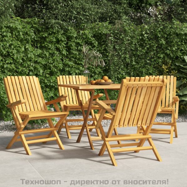 Сгъваеми градински столове, 4 бр, 61x67x90 см, тик масив