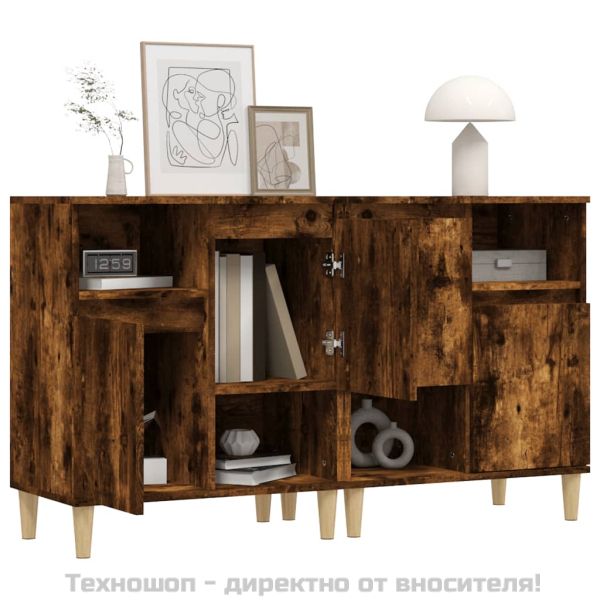 Сайдборд, 2бр, опушен дъб, 60x35x70 см, инженерно дърво