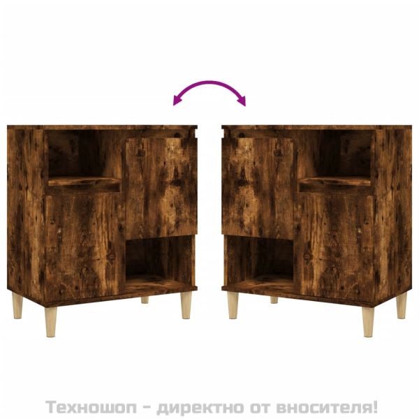 Сайдборд, 2бр, опушен дъб, 60x35x70 см, инженерно дърво