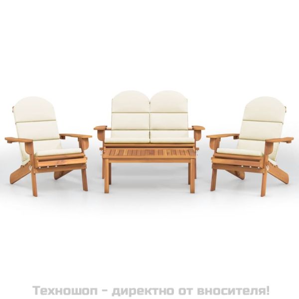 Адирондак градински лаундж комплект, 4 части, акация масив