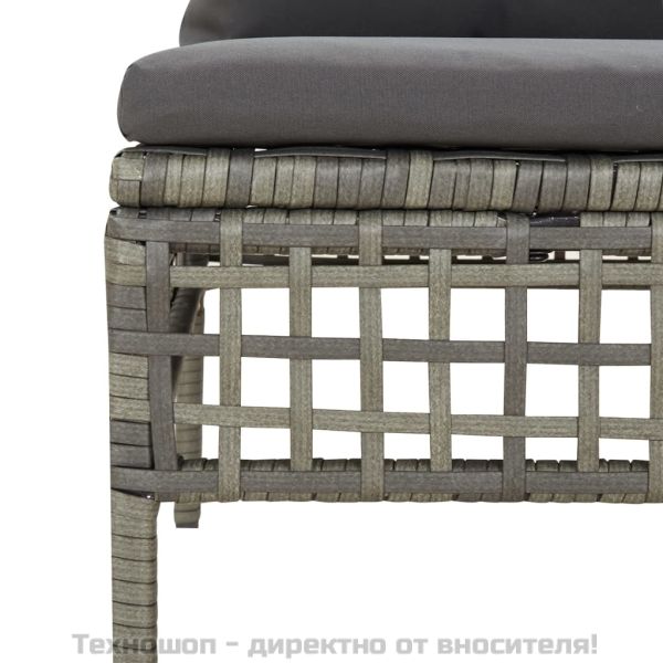 Градински лаундж комплект с възглавници 7 части полиратан сив