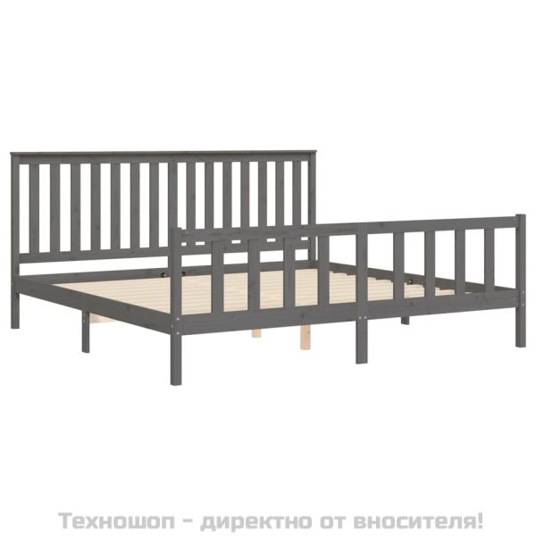 Рамка за легло с табла, сива, 200х200 см, бор масив