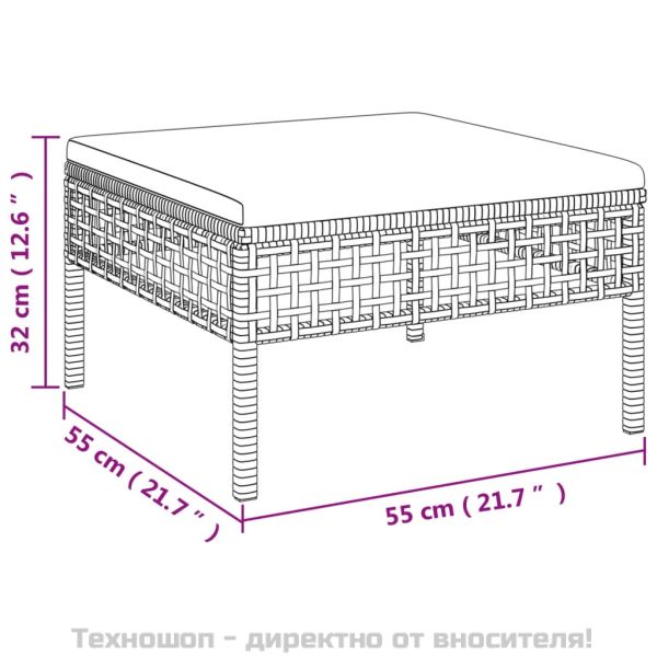 Градински лаундж комплект с възглавници 9 части сив полиратан